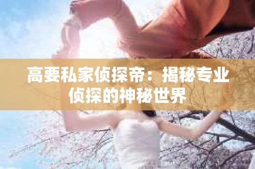 高要私家侦探帝：揭秘专业侦探的神秘世界