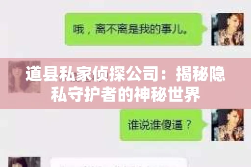 道县私家侦探公司：揭秘隐私守护者的神秘世界