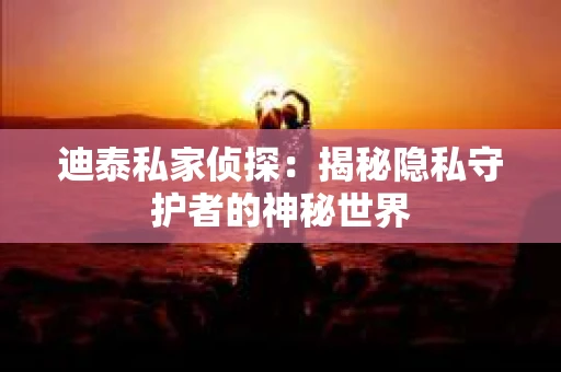 迪泰私家侦探：揭秘隐私守护者的神秘世界