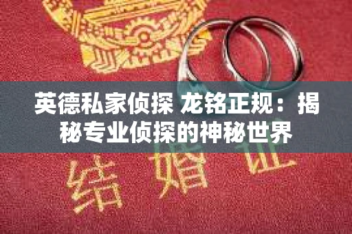 英德私家侦探 龙铭正规：揭秘专业侦探的神秘世界